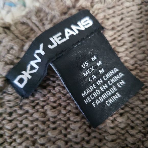 Dkny Jeans Green Beige Sweater Medium - Picture 4 of 5